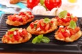 Bruschetta toasted on electric grill Royalty Free Stock Photo