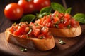 Bruschetta tomato appetizer. Generate Ai Royalty Free Stock Photo