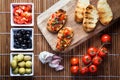 Bruschetta tomato basil and olives Royalty Free Stock Photo