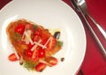 Bruschetta with tomato, radish and dill