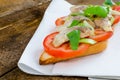 Bruschetta with tomato, sardines Royalty Free Stock Photo