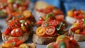 Bruschetta with tomatoes, basil and parsley,  an Italian delicious savory  appetizer. Royalty Free Stock Photo