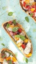 Bruschetta tomatoes with mozzarella and ham