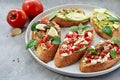 Bruschetta with vegetables and cheese Royalty Free Stock Photo