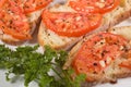 Bruschetta on white plate Royalty Free Stock Photo