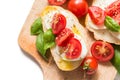 Italian bruschette, traditional appetizers Royalty Free Stock Photo