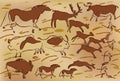 Cave painting vector stone age rock color finger