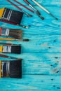 Brush on a blue wooden table