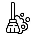 Brush broom cleaning icon outline vector. Dark dust