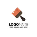 Brush, Building, Construction, Paint Business Logo Template. Flat Color