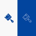 Brush, Building, Construction, Paint Line and Glyph Solid icon Blue banner Line and Glyph Solid icon Blue banner
