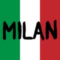 Lettering Milan. Brush calligraphy with the word Milan. Handwritten phrase Milan. Italian flag inscription Milan