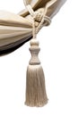Brush for catching curtains - kutasy from natural beige silk on a white background