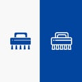 Brush, Cleaning, Set Line and Glyph Solid icon Blue banner Line and Glyph Solid icon Blue banner Royalty Free Stock Photo
