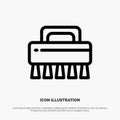 Brush, Cleaning, Set Line Icon Vector