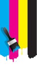 Brush with cmyk paint