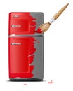 Brush coats red icebox Royalty Free Stock Photo