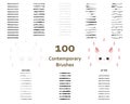 Compilation of 100 mixed art brushes vector.