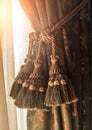 Brush curtains or curtain interior in palace style, classic curtains in the palace, handmade