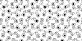 Brush doodle flower seamless Pattern. Hand drawn botanical background with abstract floral motif. Black print for fabric, wrapping Royalty Free Stock Photo