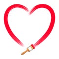 Brush Drawing Red Heart