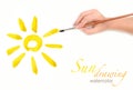 Brush drawing sun Royalty Free Stock Photo