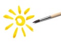 Brush drawing sun Royalty Free Stock Photo