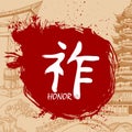 Brush drawn Japanese Kanji with meaning Royalty Free Stock Photo