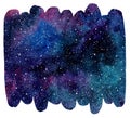 Brush drawn shape colorful watercolor cosmic background