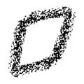 Brush drawn thick doodle rhombus. black grunge banner for your design. Abstract painted background template. ink crayon