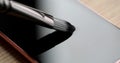 A brush and fingerprint on the screen smartphone