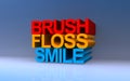 brush floss smile on blue Royalty Free Stock Photo