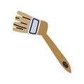brush, fluffy flat brush with handle. Excavation tools. Handmade work. Flat color illustration. working tools isolated. It is Royalty Free Stock Photo
