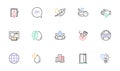 Brush, Frying pan and Text message line icons for website, printing. For design. Vector