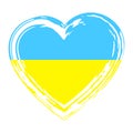 brush heart ukraine on white background. Flag ukraine. Heart love vector. Vector illustration. stock image. Royalty Free Stock Photo