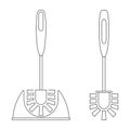 Brush icon. Set of brushes in outline style. Used when bathroom dirty. Instrument for cleaning toilets. Toilet cleaning icon.