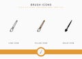 Brush icons set vector illustration with solid icon line style. Color palette design concept. Royalty Free Stock Photo