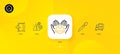 Brush, Inventory cart and Warning minimal line icons. For web application, printing. Vector