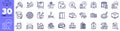 Brush, Inventory and Entrance line icons pack. For web app. Vector