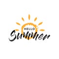 Brush lettering composition.Phrase Hello Summer. Vector illustration EPS 10 Royalty Free Stock Photo