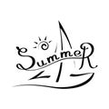 Brush lettering composition of Summer vacation