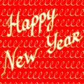 Brush lettering poster of Happy New Year on red background. Vector illustration