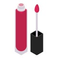 Brush lipstick icon, isometric style