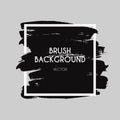 Brush logo. Brushed texture, ink paint strokes background. Abstract watercolor or acrylic art black frame design. Vector Royalty Free Stock Photo