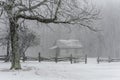 Brush Mountain schoolhouse, winter, Cumberland Gap National Park Royalty Free Stock Photo