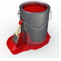 Brush with paint bucket
