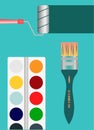 Brush paint roller tools rainbow Royalty Free Stock Photo