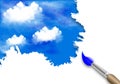 Brush painting of clouds in the sky