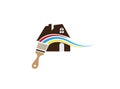 Brush painting home or house with multicolors for logo design Royalty Free Stock Photo