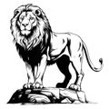 brush painting ink draw isolated lion illustration Royalty Free Stock Photo